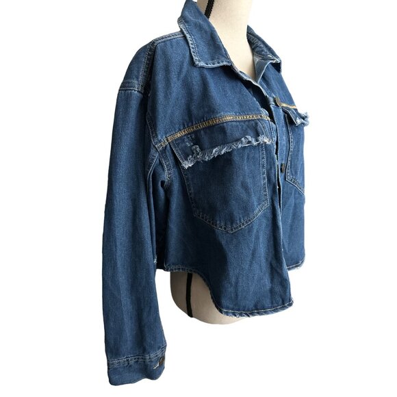 Boom Boom Jeans FAITH Denim Shirt Hi Lo Jean Shacket Custom Painted Size 1X - Picture 8 of 10